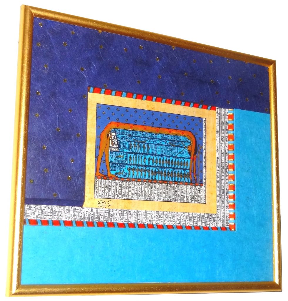 Papyrus déesse de la nuit. Ambiance Egypte. Encadré par l'atelier du Chat Perché, à Caen, Normandie.